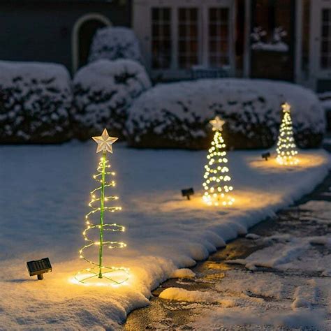 LED Christmas Tree Outdoor Solar Ground Plug Lights Christmas Courtyard ...