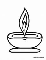 Diya Coloring Pages For Diwali sketch template