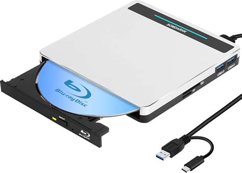 External Blu Ray CD DVD Drive, USB 3.0 Type C External Blu-ray Player CD/DVD ROM Burner ...