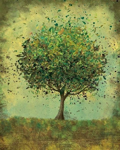 Green Tree Art Welcome Change rustic green 8x10