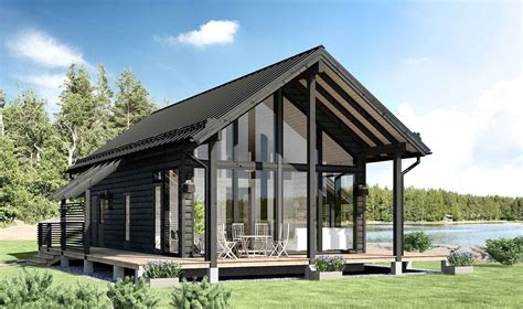 Moderni hirsitalo Iniö | Prefab cabins, Prefab log cabins, Modern prefab homes