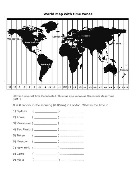 World Map With Time Zones | PDF