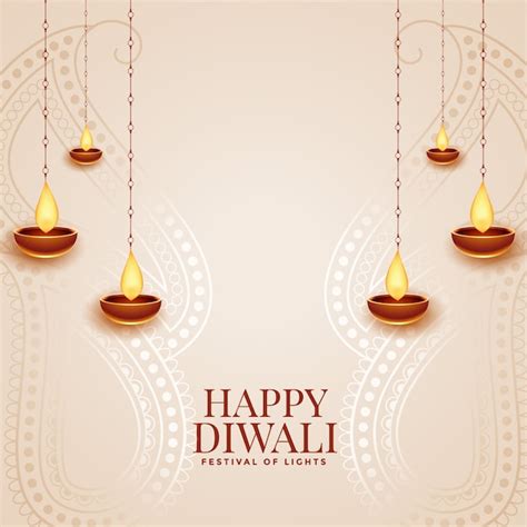 Free Vector | Happy diwali elegant festival greeting card with diya design