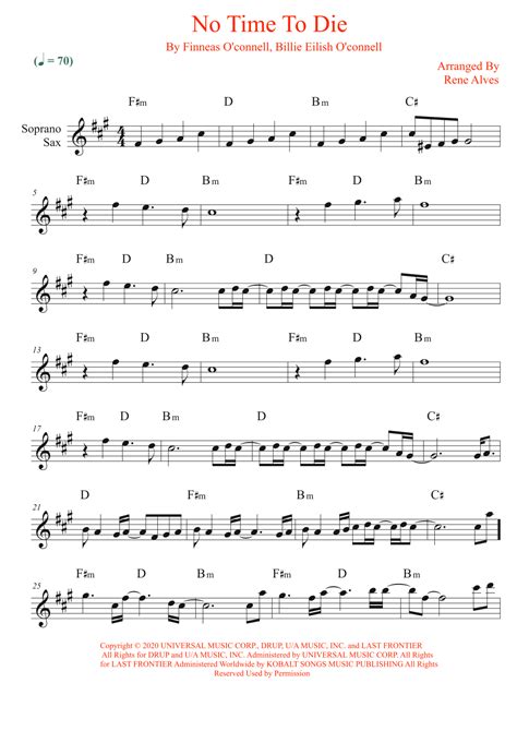 No Time To Die (arr. Rene Alves) Sheet Music | Billie Eilish | Soprano ...