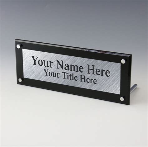 Acrylic Name Plate Holder with Standoffs. Desktop Name Plate Holder. Designer Executive Name ...