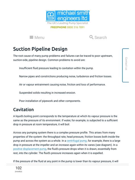 Pump Suction Pipe Design Considerations | PDF | Pump | Fluid Dynamics