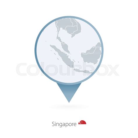 Map pin with detailed map of Singapore and neighboring countries ...