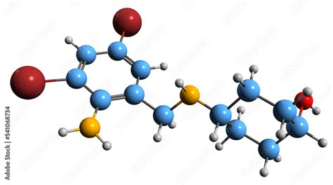 3D image of Ambroxol skeletal formula - molecular chemical structure of ...