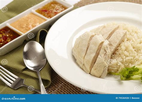 Hainanese Chicken rice stock photo. Image of asia, diet - 79536928