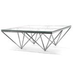 Tafari 105cm Square Coffee Table - Glass Top - Silver Base | Interior ...