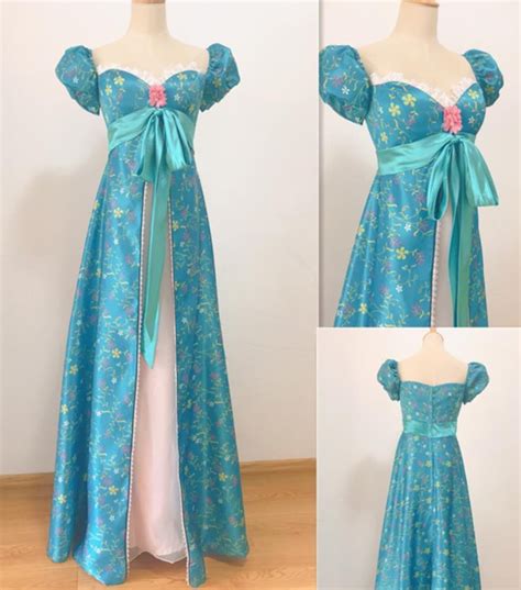 Handmade Cosplay Enchanted Giselle Dress, Giselle Costume, Giselle Dress Blue Floral Dress ...