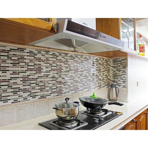 Fancy fix Vinyl Peel and Stick Decorative Backsplash Kitchen Tile Sticker Decal pack of 4 Sheets ...