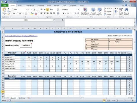 Free Employee and Shift Schedule Templates