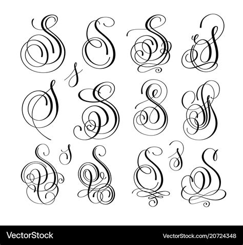 Calligraphy lettering script font s set hand Vector Image