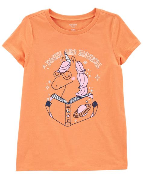 Orange Kid Unicorn Book Graphic Tee | carters.com