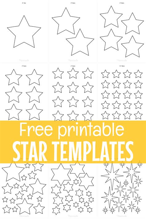 Free Printable Star Templates & Outlines - Small to Large Sizes, 1 inch ...