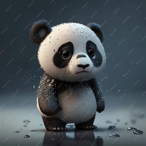 Premium Photo | Cute panda sad in the rain