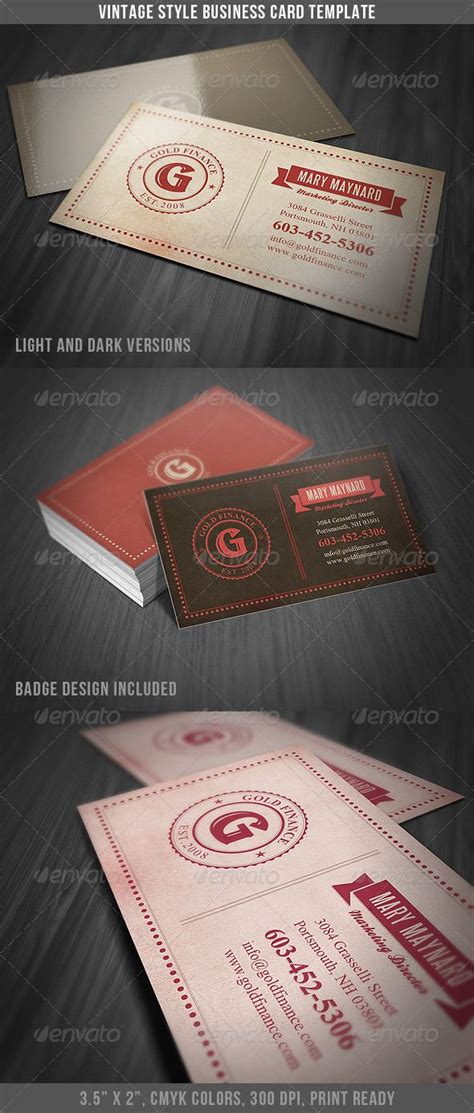 Vintage Style Business Card Template | Business card template design ...