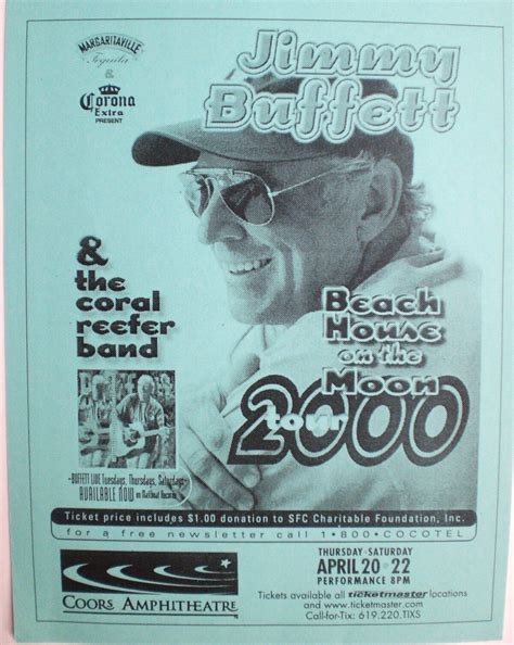 JIMMY BUFFETT 2000 "BEACH HOUSE ON MOON TOUR" SAN DIEGO CONCERT POSTER ...