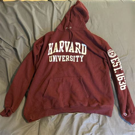 crimson red Harvard sweatshirt - Depop