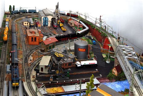 Marklin train layout with port and industry scenery. | Model trains, Train layouts, Train