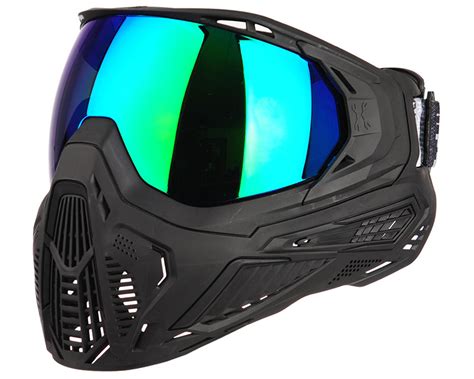 HK Army SLR Paintball Mask - Quest (Black/Black w/ Aurora Green Lens)