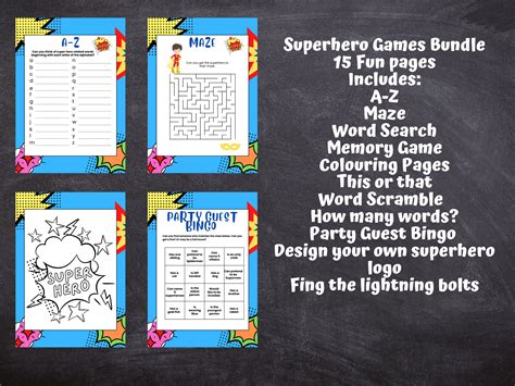 Superhero Party Games Bundle Child / Kids Birthday Games Superhero ...