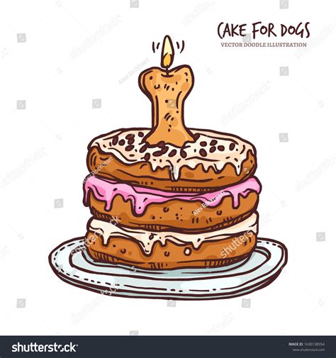 Cake Dog Anniversary Happy Birthday Canine Stock Vector (Royalty Free ...