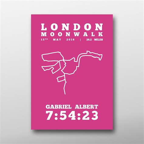 Personalised London Moonwalk Route Map Minimalist Race Map, Gifts for ...