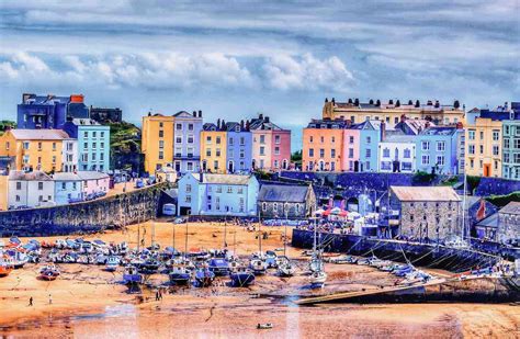 Tenby Castle Beach in Wales. City most colorful places in the world