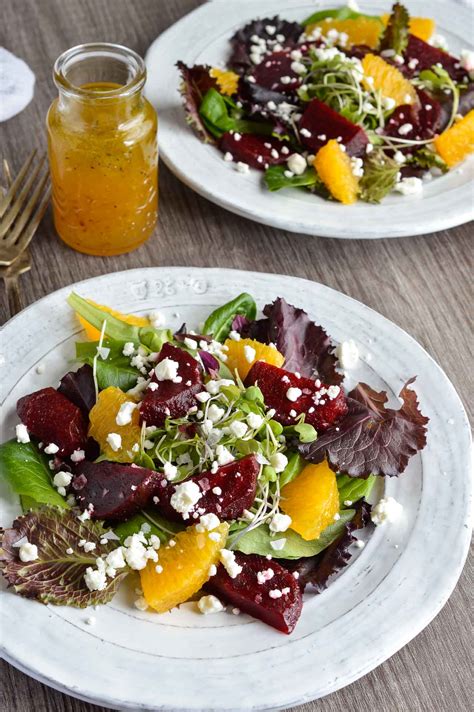 Beet Salad with Goat Cheese and Orange Vinaigrette Dressing ...