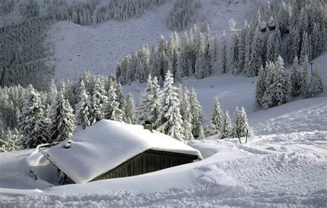 Wallpaper house, winter, snow for mobile and desktop, section пейзажи ...