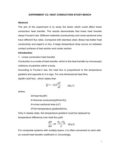 heat conduction lab report