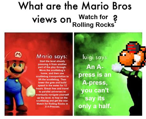 Watch for Rolling Rocks | Mario Bros. Views / Mario Says | Know Your Meme