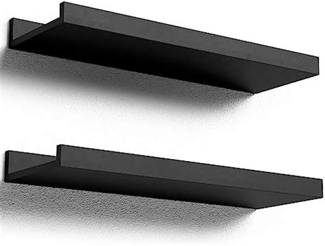Boswillon Floating Shelves Wall Mounted Set of 2, Modern Black Wall ...