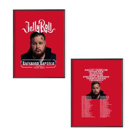 Jelly Roll 2023 Tour Poster Set, Jelly Roll Backroad Baptism 2023 Tour ...