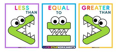 Greater Than Sign & Less Than Sign - Superstar Worksheets