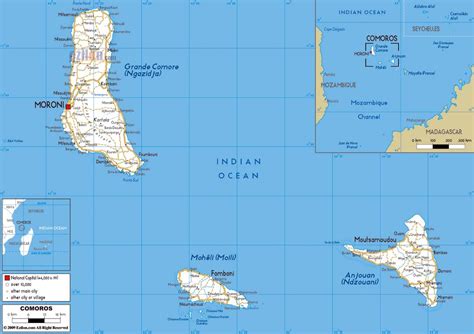 Large road map of Comoros Islands with cities and airports | Comoros | Africa | Mapsland | Maps ...