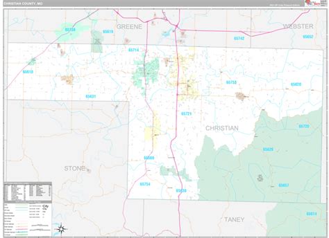 Christian County, MO Wall Map Premium Style by MarketMAPS - MapSales