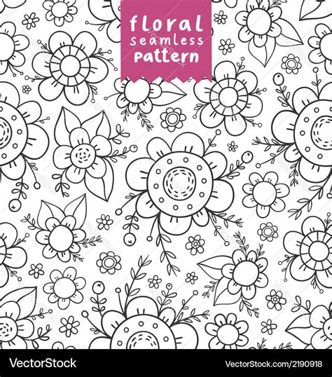 Flowers doodle pattern Royalty Free Vector Image