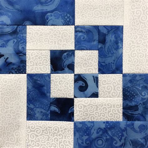 Log Cabin Variation Quilt Block - Blue & White Sampler Log Cabin Quilt ...