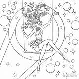 Coloring page Circus acrobat Girl As Aerial Performer On Show • Wall  sketch template
