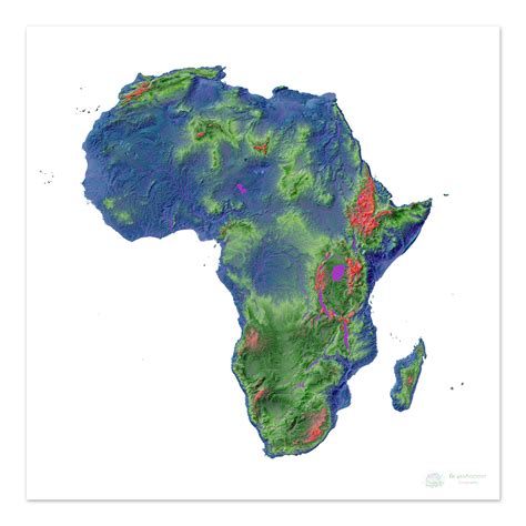 Africa - Elevation map, white - Fine Art Print – Grasshopper Geography