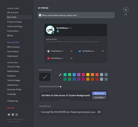 Discord Nitro Profile Customization - Image to u