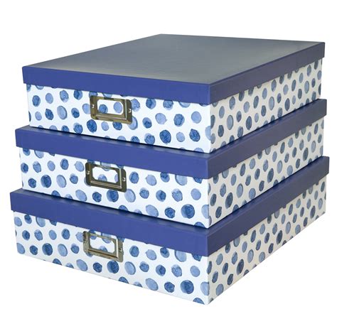 Soul & Lane Decorative Storage Cardboard Boxes (Set of 3, Blue Spots) | Nesting Gift Boxes with ...