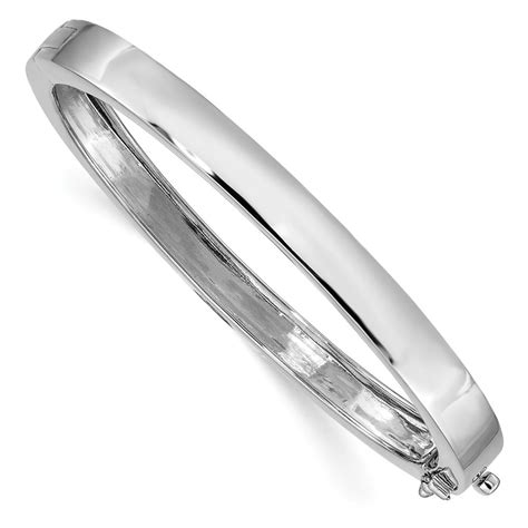 Bracelet Bangle - 14K White Gold 7 MM Polished Hinged Bangle, 7" - Walmart.com - Walmart.com