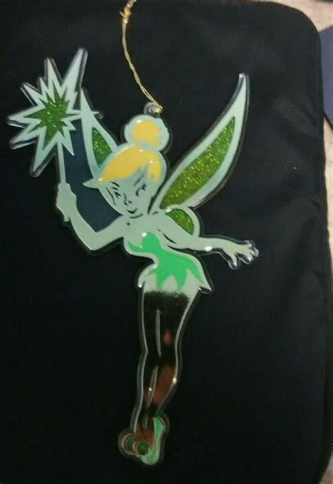 Vintage Disney Tinkerbell Flat Plastic & Enamel Glitter Christmas Ornament #Disney | Glitter ...