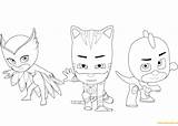 Owlette Catboy And Gecko From Pj Masks Coloring Page  Free sketch template