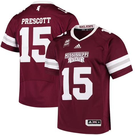 adidas Dak Prescott Mississippi State Bulldogs Maroon Premier Football ...