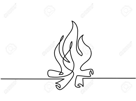 Continuous line drawing. Fire outline icons on white background. Vector illustration Stock ...